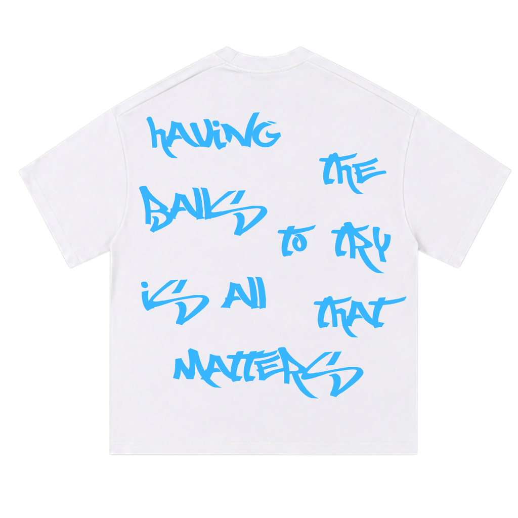 ''BALLS'' TEE WHITE/BLUE