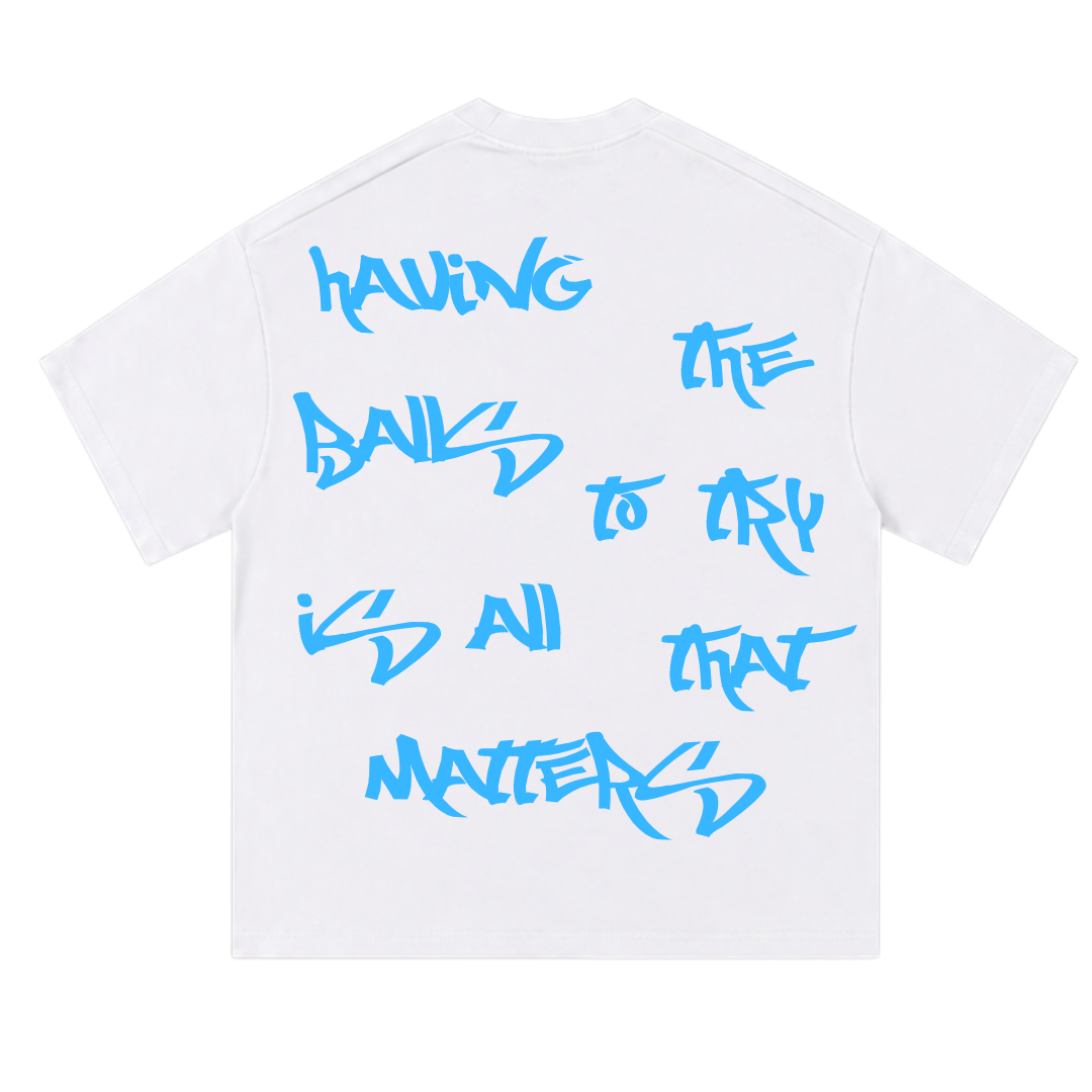 ''BALLS'' TEE WHITE/BLUE