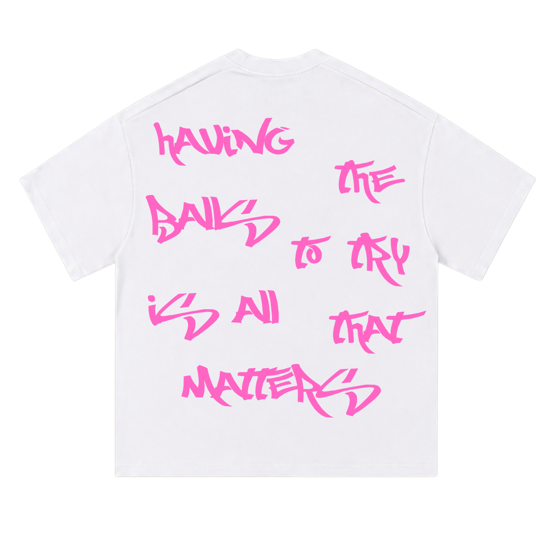 ''BALLS'' TEE WHITE/PINK