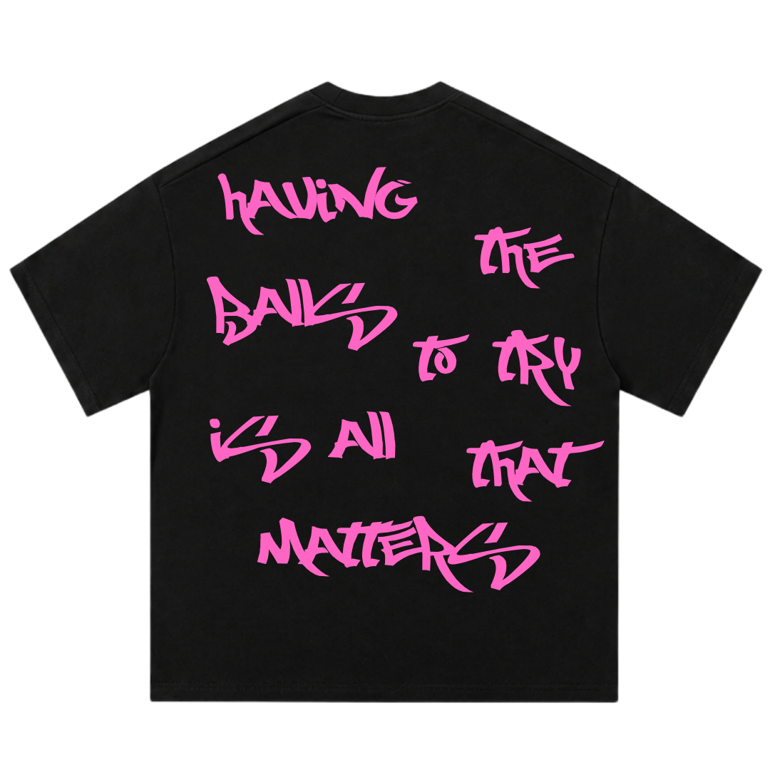 ''BALLS'' TEE BLACK/PINK